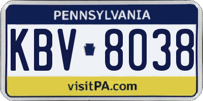 PA license plate KBV8038