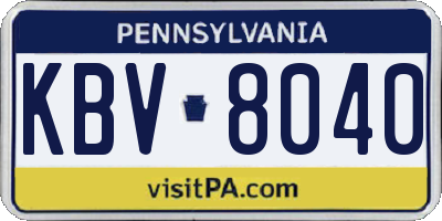 PA license plate KBV8040