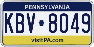 PA license plate KBV8049