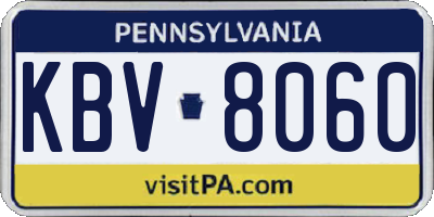 PA license plate KBV8060