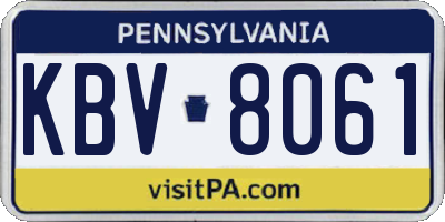 PA license plate KBV8061