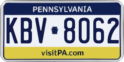 PA license plate KBV8062