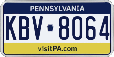 PA license plate KBV8064