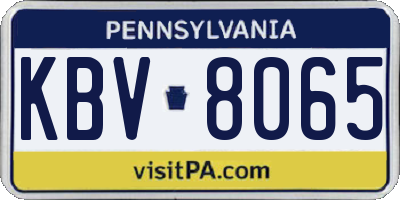 PA license plate KBV8065