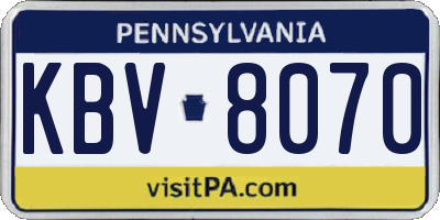 PA license plate KBV8070