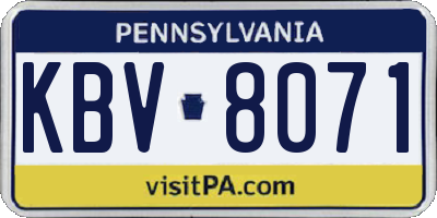 PA license plate KBV8071