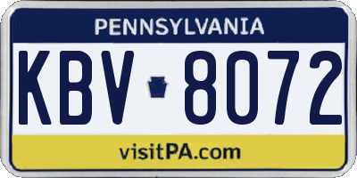 PA license plate KBV8072