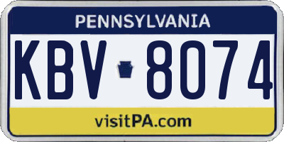 PA license plate KBV8074