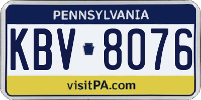 PA license plate KBV8076