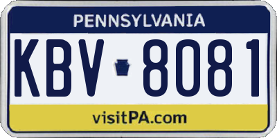 PA license plate KBV8081