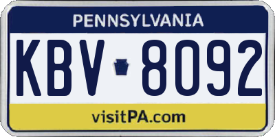 PA license plate KBV8092