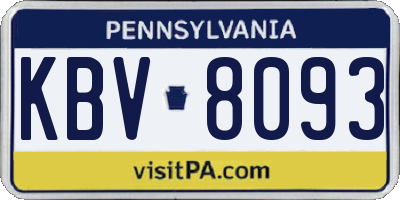 PA license plate KBV8093