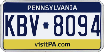 PA license plate KBV8094