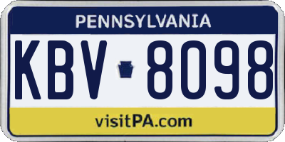 PA license plate KBV8098