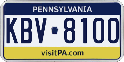 PA license plate KBV8100
