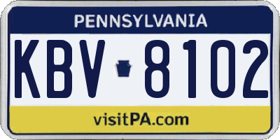 PA license plate KBV8102
