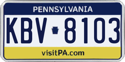 PA license plate KBV8103