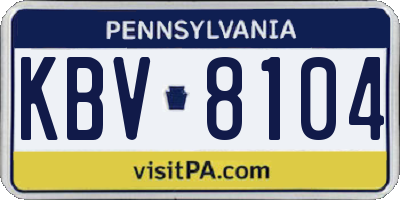 PA license plate KBV8104