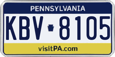 PA license plate KBV8105
