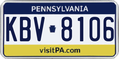 PA license plate KBV8106