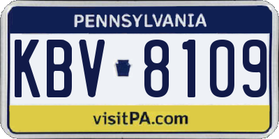 PA license plate KBV8109