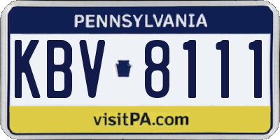 PA license plate KBV8111