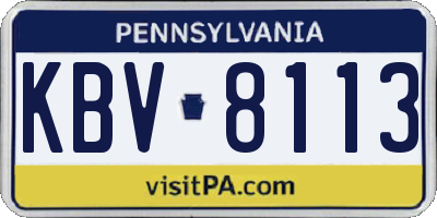 PA license plate KBV8113