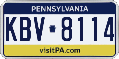 PA license plate KBV8114