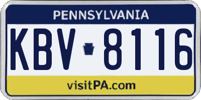 PA license plate KBV8116