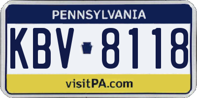 PA license plate KBV8118