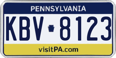 PA license plate KBV8123