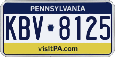 PA license plate KBV8125