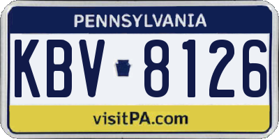 PA license plate KBV8126