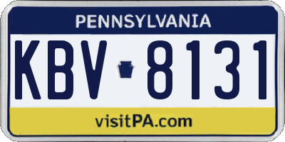 PA license plate KBV8131