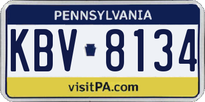 PA license plate KBV8134