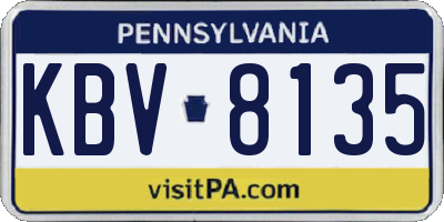 PA license plate KBV8135