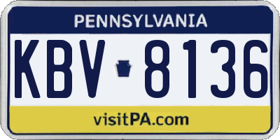 PA license plate KBV8136