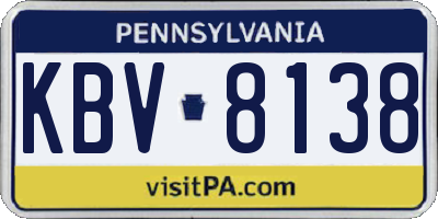 PA license plate KBV8138