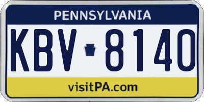 PA license plate KBV8140