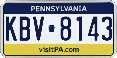 PA license plate KBV8143
