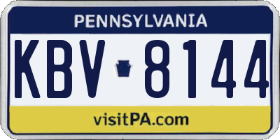 PA license plate KBV8144