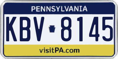 PA license plate KBV8145