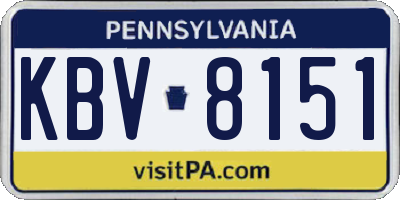 PA license plate KBV8151
