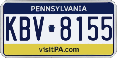 PA license plate KBV8155