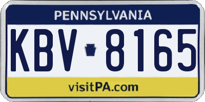 PA license plate KBV8165
