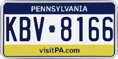 PA license plate KBV8166