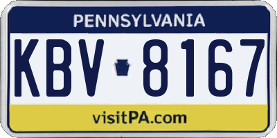 PA license plate KBV8167