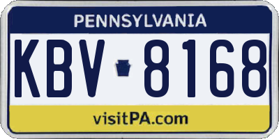 PA license plate KBV8168
