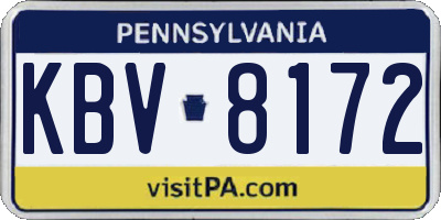 PA license plate KBV8172