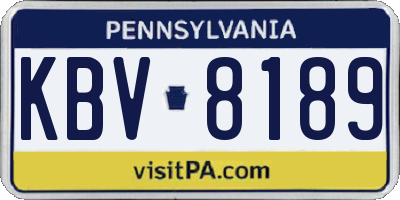PA license plate KBV8189